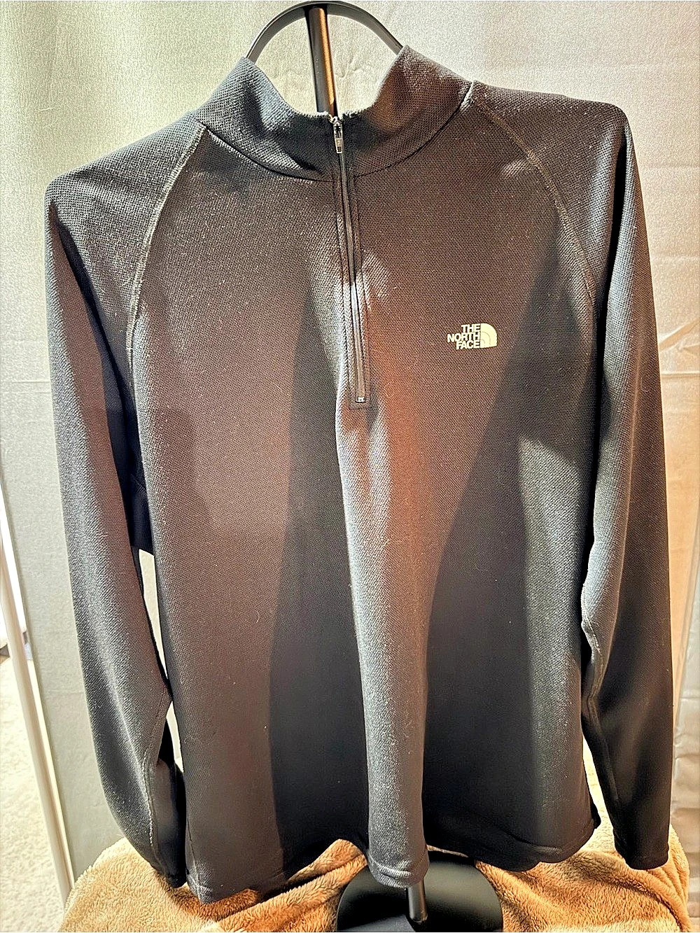 The North Face Textured Cap Rock Quarter-Zip Pullover Black Size Large